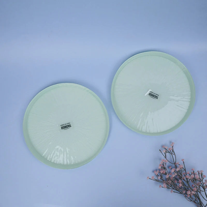 Arna Aqua Glass Dinner Plate Set – Set of 2 Elegant Plates
