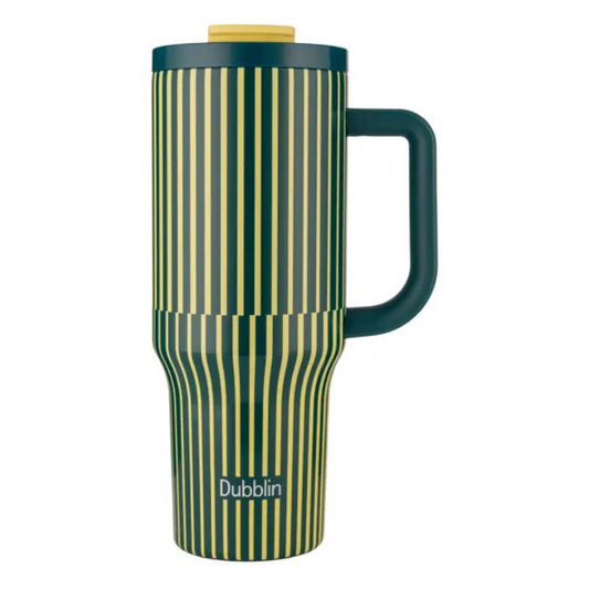 Dubblin Insulated Stainless Steel Travel Tumbler with Handle & Lid | Vacuum Flask for Hot & Cold Drink