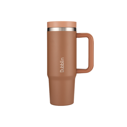 Dubblin BOLD 900ml Insulated Tumbler with Handle & Straw | Stainless Steel Double Wall Vacuum Bottle | Hot & Cold Travel Mug