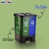Nayasa 2-in-1 Pedal Dustbin 19L (9.5L x 2) | Dual Wet & Dry Waste Bin | Plastic Foot Pedal Garbage Bin with Inner Buckets | Green & Blue