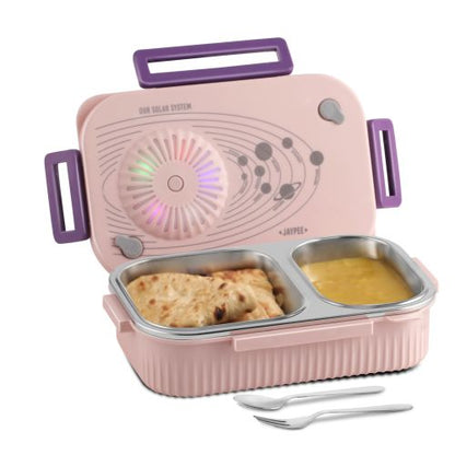 LED Light Kids Insulated Lunch Box with Steel Inner, Spoon & Fork | 360° Leakproof Tiffin