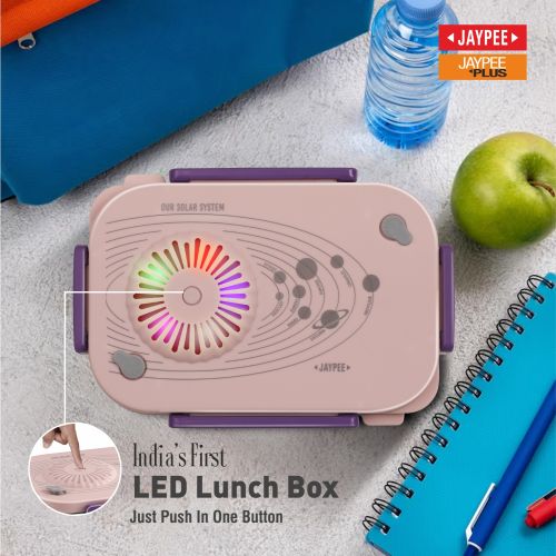 LED Light Kids Insulated Lunch Box with Steel Inner, Spoon & Fork | 360° Leakproof Tiffin