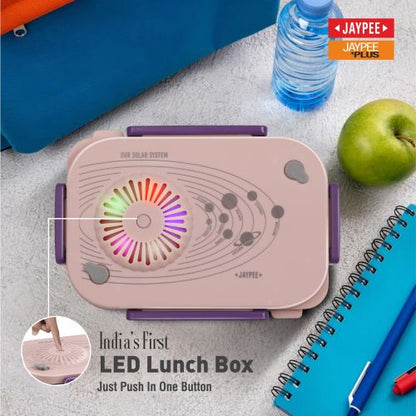 LED Light Kids Insulated Lunch Box with Steel Inner, Spoon & Fork | 360° Leakproof Tiffin