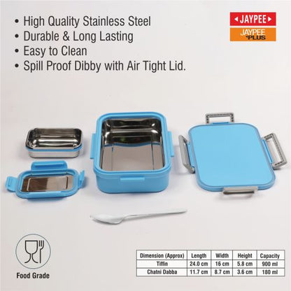 Jaypee Maxteel Kids Insulated Lunch Box – Steel Inner Tiffin with Side Locks & Spoon