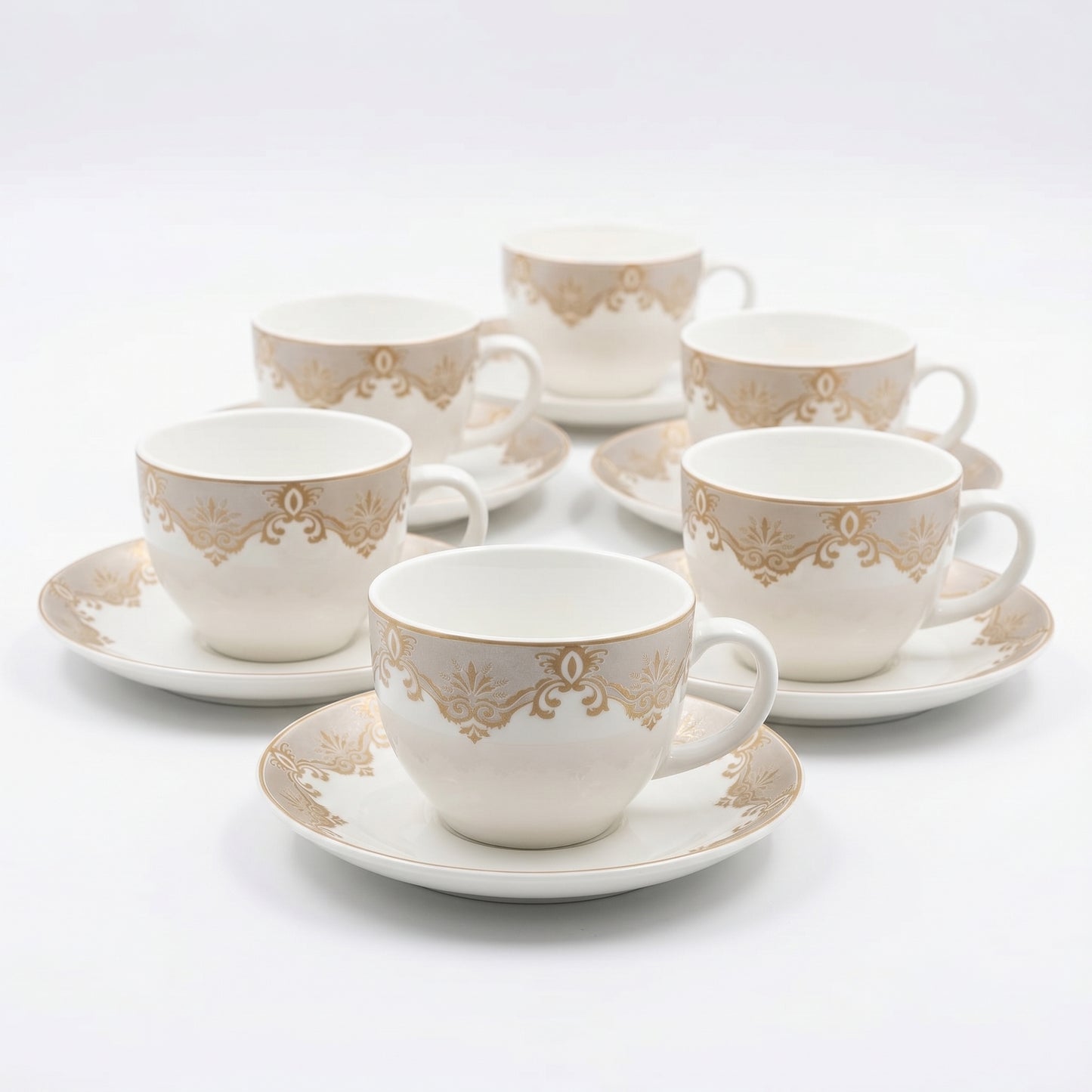 Mark Golden Elegance Cup & Saucer Set – 6 Pieces | Luxury Tea Set