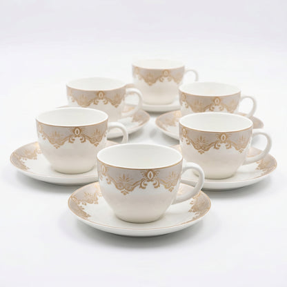 Mark Golden Elegance Cup & Saucer Set – 6 Pieces | Luxury Tea Set