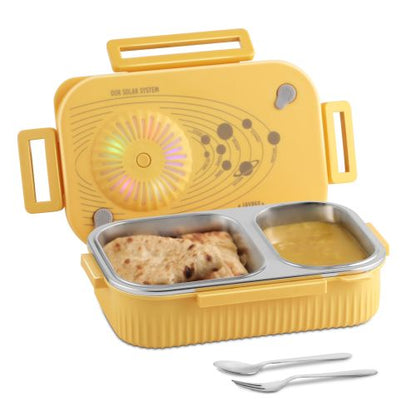 LED Light Kids Insulated Lunch Box with Steel Inner, Spoon & Fork | 360° Leakproof Tiffin