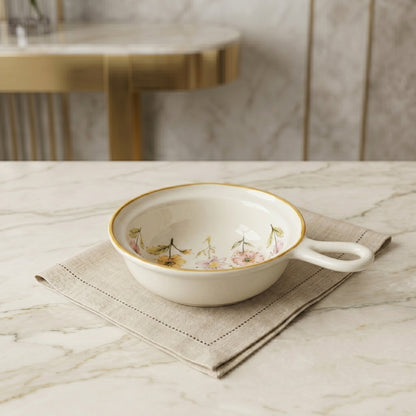 Tachiso Classic Printed Soup Bowl with Handle – Ceramic Designer Soup Bowl Set of 2