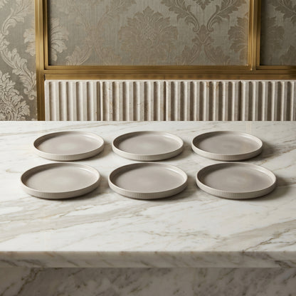 Tachiso Premium Ribbed Ceramic Dinner Plates Set – 6 Pieces