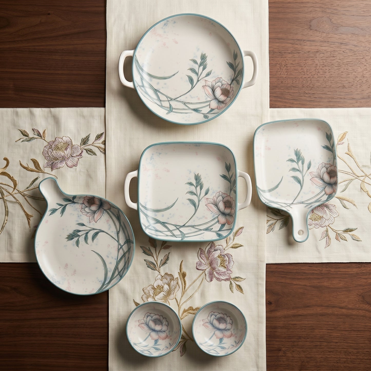 Floral Elegance Ceramic Serving Set