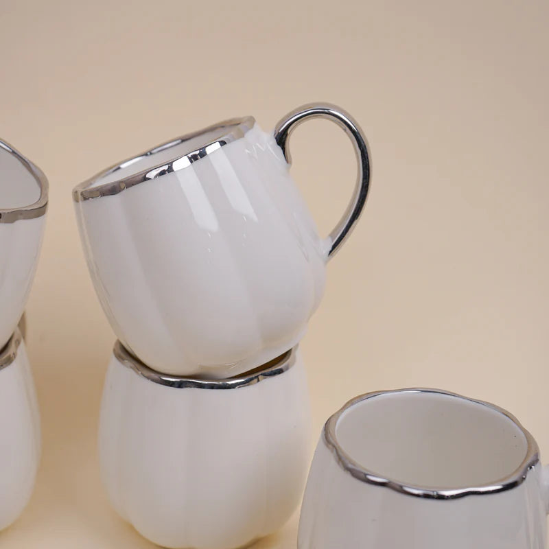 Premium Magina White Porcelain Cup Set (6 Pieces, 180 ml)