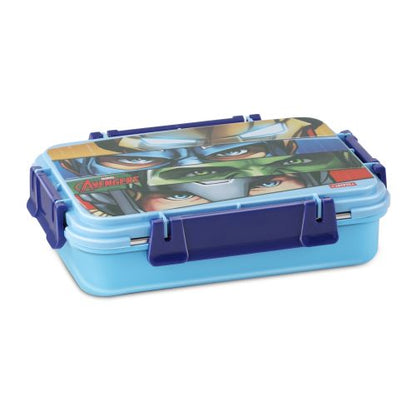 Jaypee Toonbox Kids 3 Compartment Insulated Lunch Box – Steel Inner Tiffin with Side Locks & Cutlery