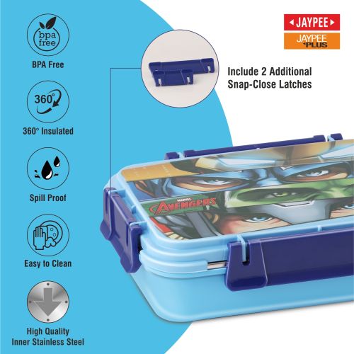 Jaypee Toonbox Kids 3 Compartment Insulated Lunch Box – Steel Inner Tiffin with Side Locks & Cutlery