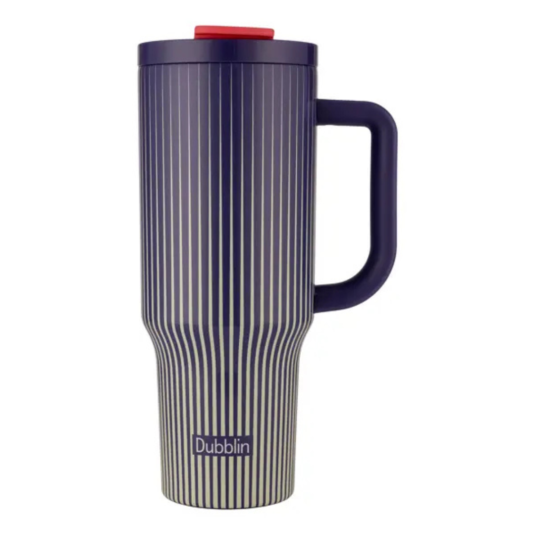 Dubblin Insulated Stainless Steel Travel Tumbler with Handle & Lid | Vacuum Flask for Hot & Cold Drink
