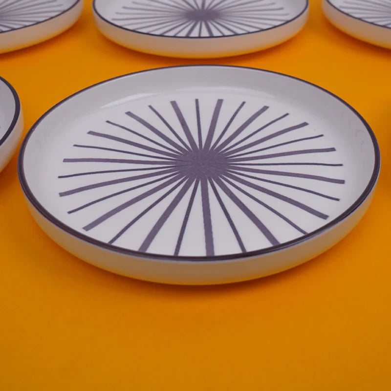 Mario Maroon Snack Plate Set – Set of 6 Premium Porcelain Plates