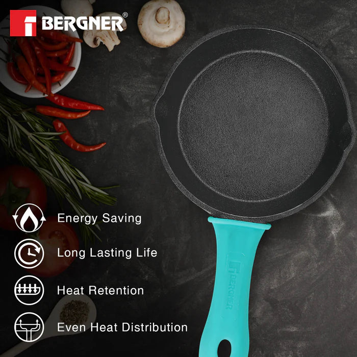Eco Cast Iron 15 cm Skillet | Pre-Seasoned Fry Pan | Gas & Induction Compatible | Even Heat Distribution