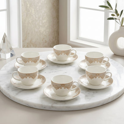 Mark Golden Elegance Cup & Saucer Set – 6 Pieces | Luxury Tea Set