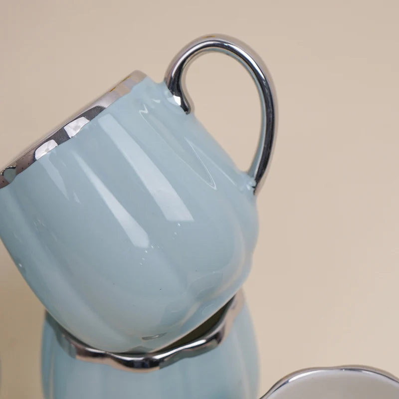 Magina Blue Ceramic Cup Set (180 ml) – Set of 6 Premium Porcelain Cups