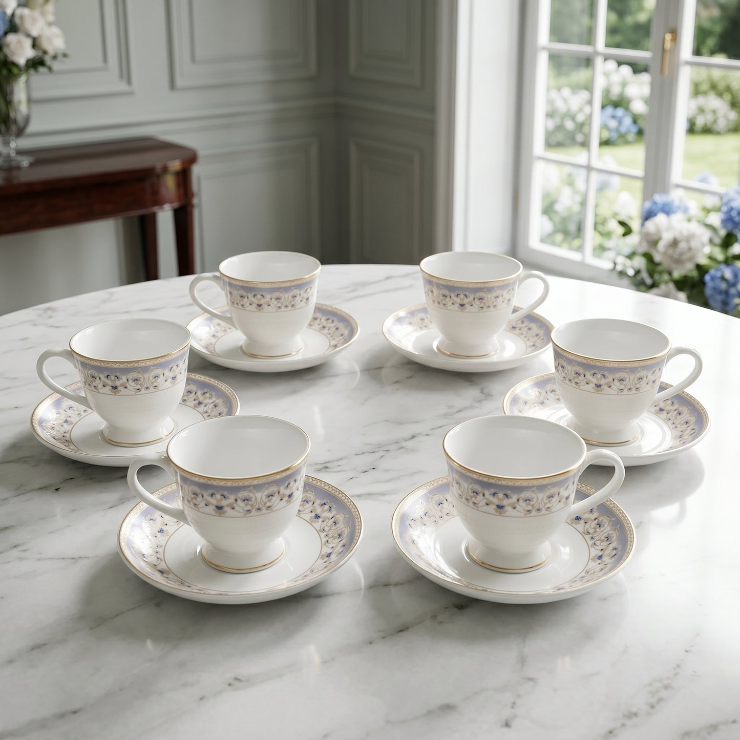 Elegant Floral Cup & Saucer Set – 6 Pieces | Premium Tea Cups
