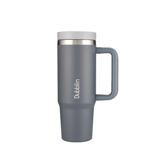 Dubblin BOLD 900ml Insulated Tumbler with Handle & Straw | Stainless Steel Double Wall Vacuum Bottle | Hot & Cold Travel Mug