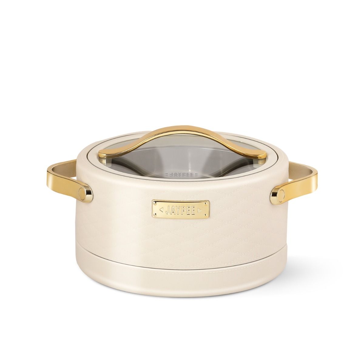 Jaypee Luxura Klass 3-Piece Insulated Casserole Set | Toughened Glass Lid | Leather Finish & Chrome Handles