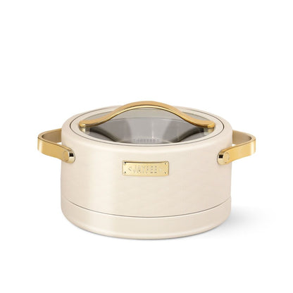 Jaypee Luxura Klass 3-Piece Insulated Casserole Set | Toughened Glass Lid | Leather Finish & Chrome Handles