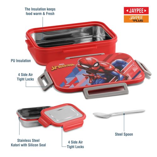 Jaypee Maxteel Kids Insulated Lunch Box – Steel Inner Tiffin with Side Locks & Spoon