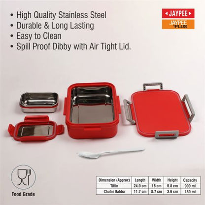 Jaypee Maxteel Kids Insulated Lunch Box – Steel Inner Tiffin with Side Locks & Spoon