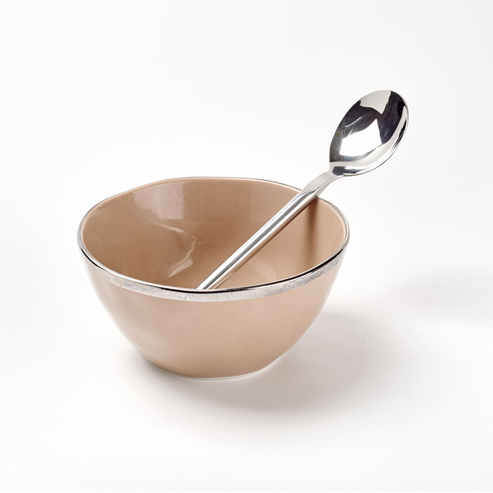 Luxury Soup Serving Set – 6 Ceramic Bowls with 6 Matching Spoons