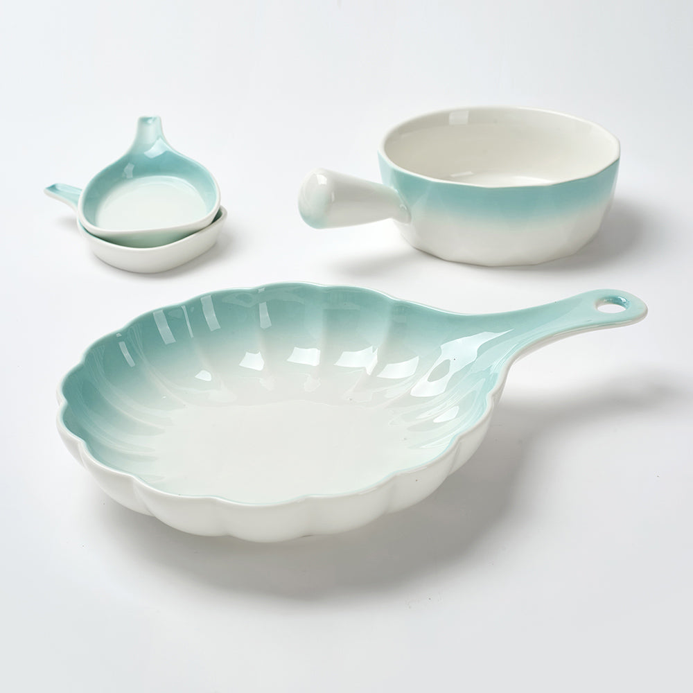 Premium Blue Ombre Ceramic Tableware Set (4 Pieces)