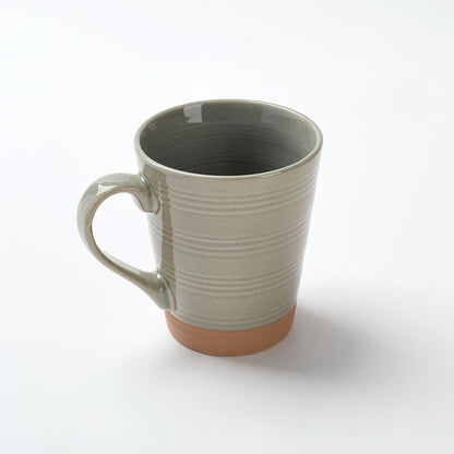 Earthen Mist Ribbed Breakfast  Ceramic Cup and Bowl Set (4 Pieces)