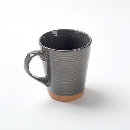 Earthen Gray Ribbed Breakfast  Ceramic Cup and Bowl Set (4 Pieces)