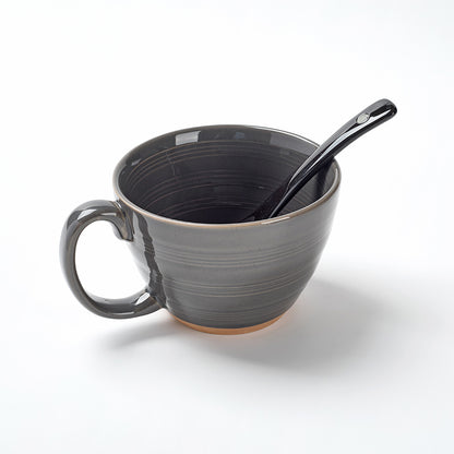 Earthen GRAY Ceramic Ramen Bowl Set (6 Pieces)