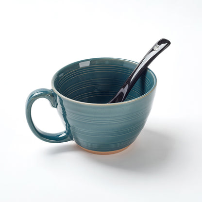 Earthen Green Ceramic Ramen Bowl Set (6 Pieces)