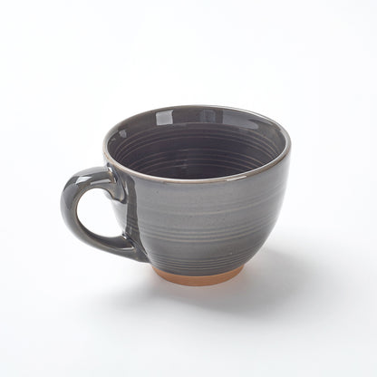 Earthen Gray Ceramic Tea Cup & Saucer Set (12 Pieces)