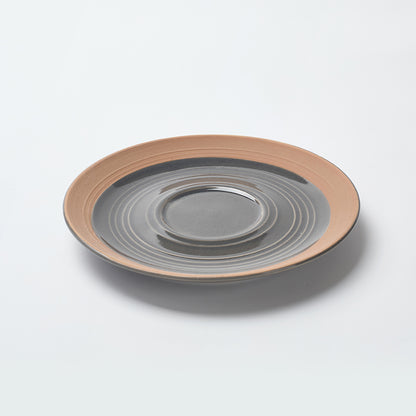 Earthen Gray Ceramic Tea Cup & Saucer Set (12 Pieces)