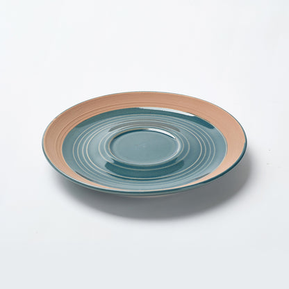 Earthen Green Ceramic Tea Cup & Saucer Set (12 Pieces)