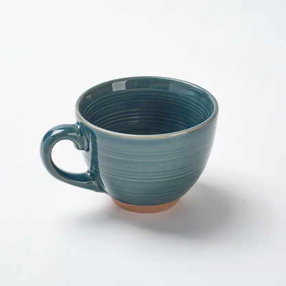 Earthen Green Ceramic Tea Cup & Saucer Set (12 Pieces)