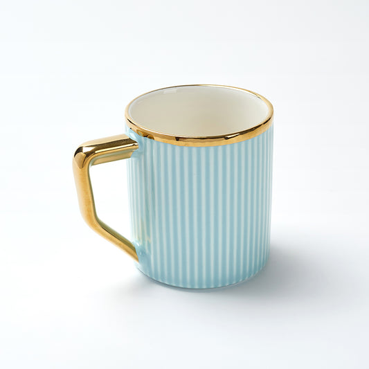 Water Blue Luxe Ribbed Ceramic Mug Set (6 Pieces)