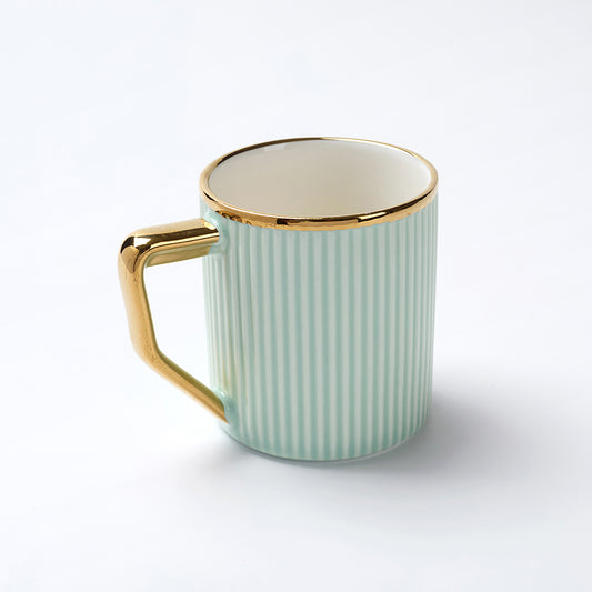 Light Green Luxe Ribbed Ceramic Mug Set (6 Pieces)