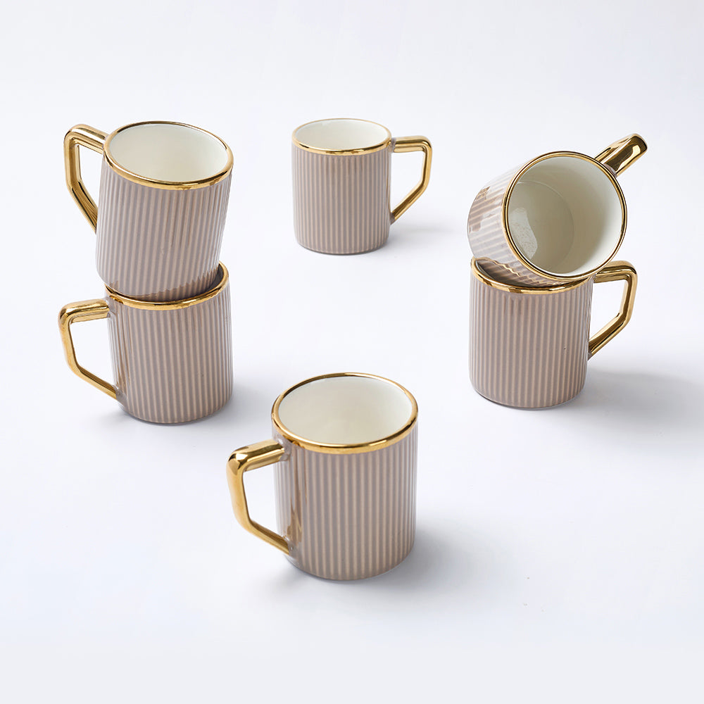 coffee  Luxe Ribbed Ceramic Mug Set (6 Pieces)