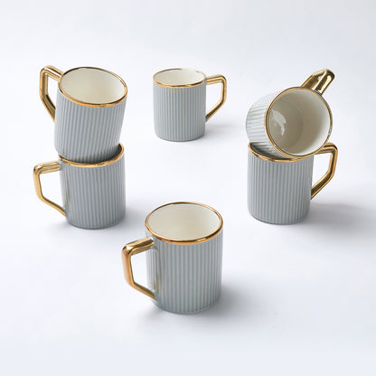 GREY Luxe Ribbed Ceramic Mug Set (6 Pieces)