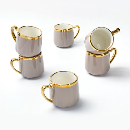 Luxury Gold Rim Coffee Mug Set (6 Pieces)