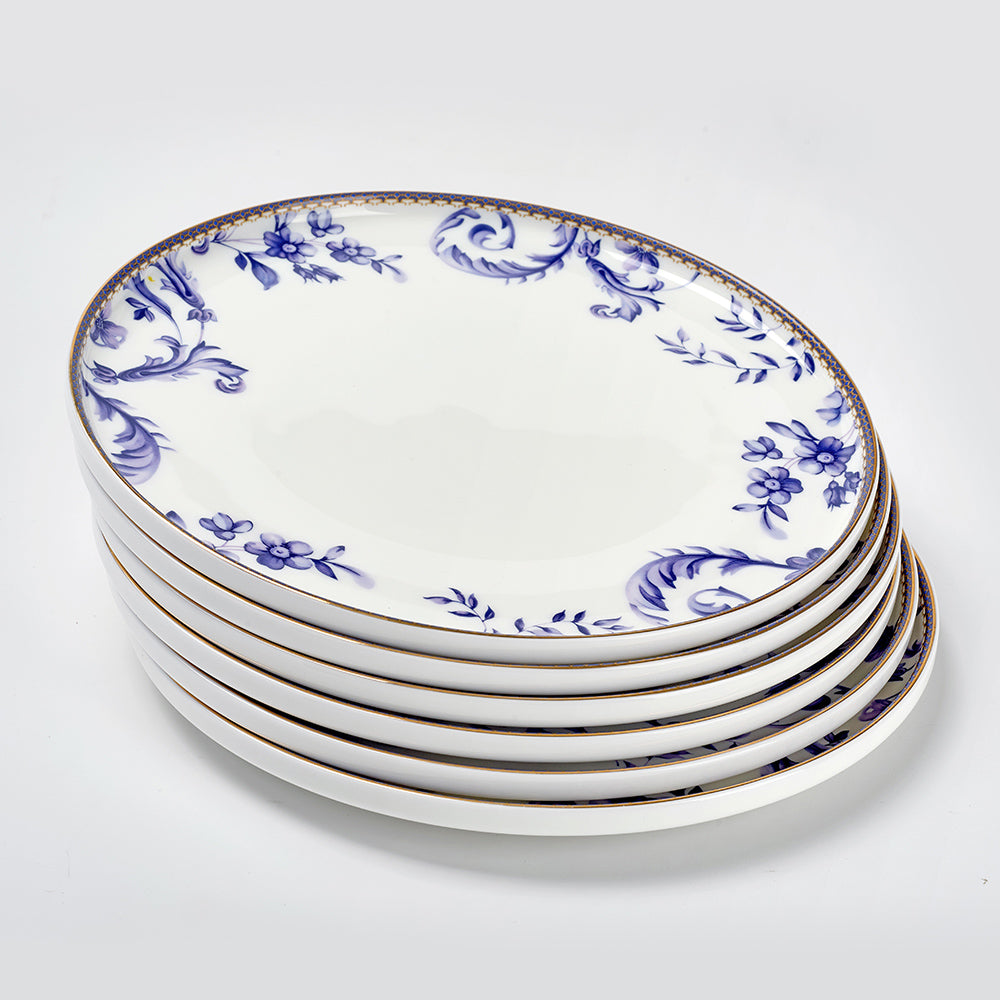 Elegant Blue Floral Ceramic Dinner Set –49 Pieces