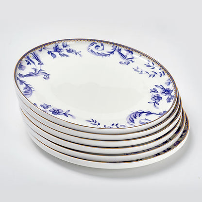 Elegant Blue Floral Ceramic Dinner Set –49 Pieces