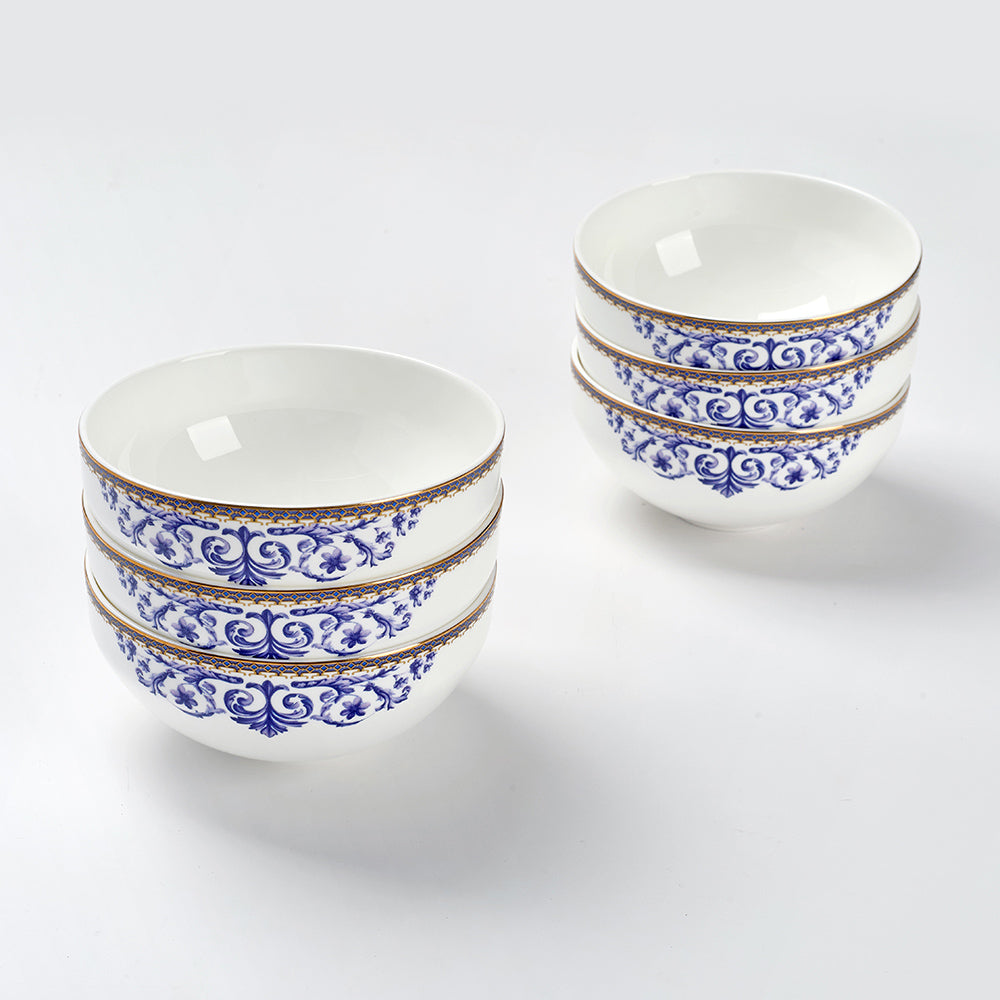 Elegant Blue Floral Ceramic Dinner Set –49 Pieces