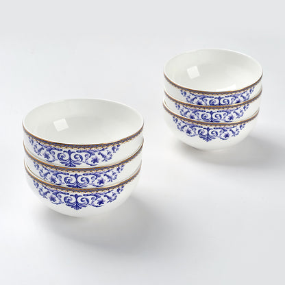 Elegant Blue Floral Ceramic Dinner Set –49 Pieces