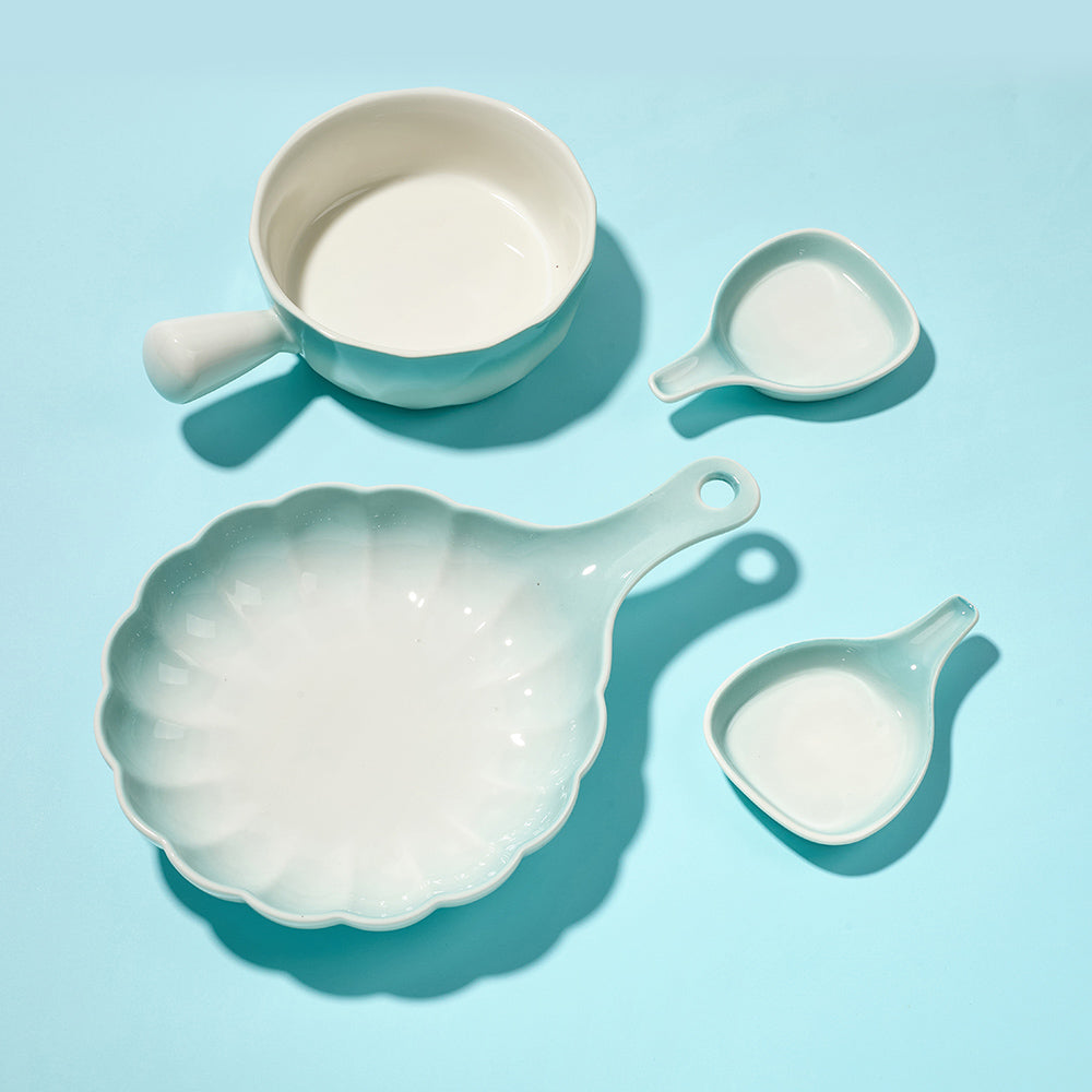 Premium Blue Ombre Ceramic Tableware Set (4 Pieces)