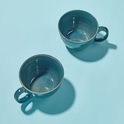 Earthen Green Ceramic Ramen Bowl Set (6 Pieces)