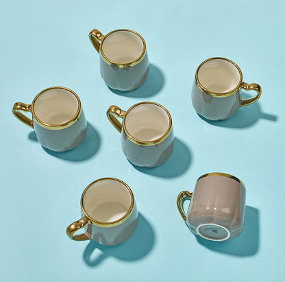 Luxury Gold Rim Coffee Mug Set (6 Pieces)